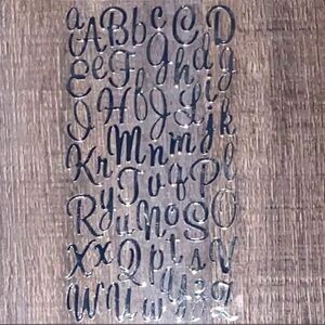 💞 New Silver Cursive Alphabet Letter Scrapbook Craft Stickers